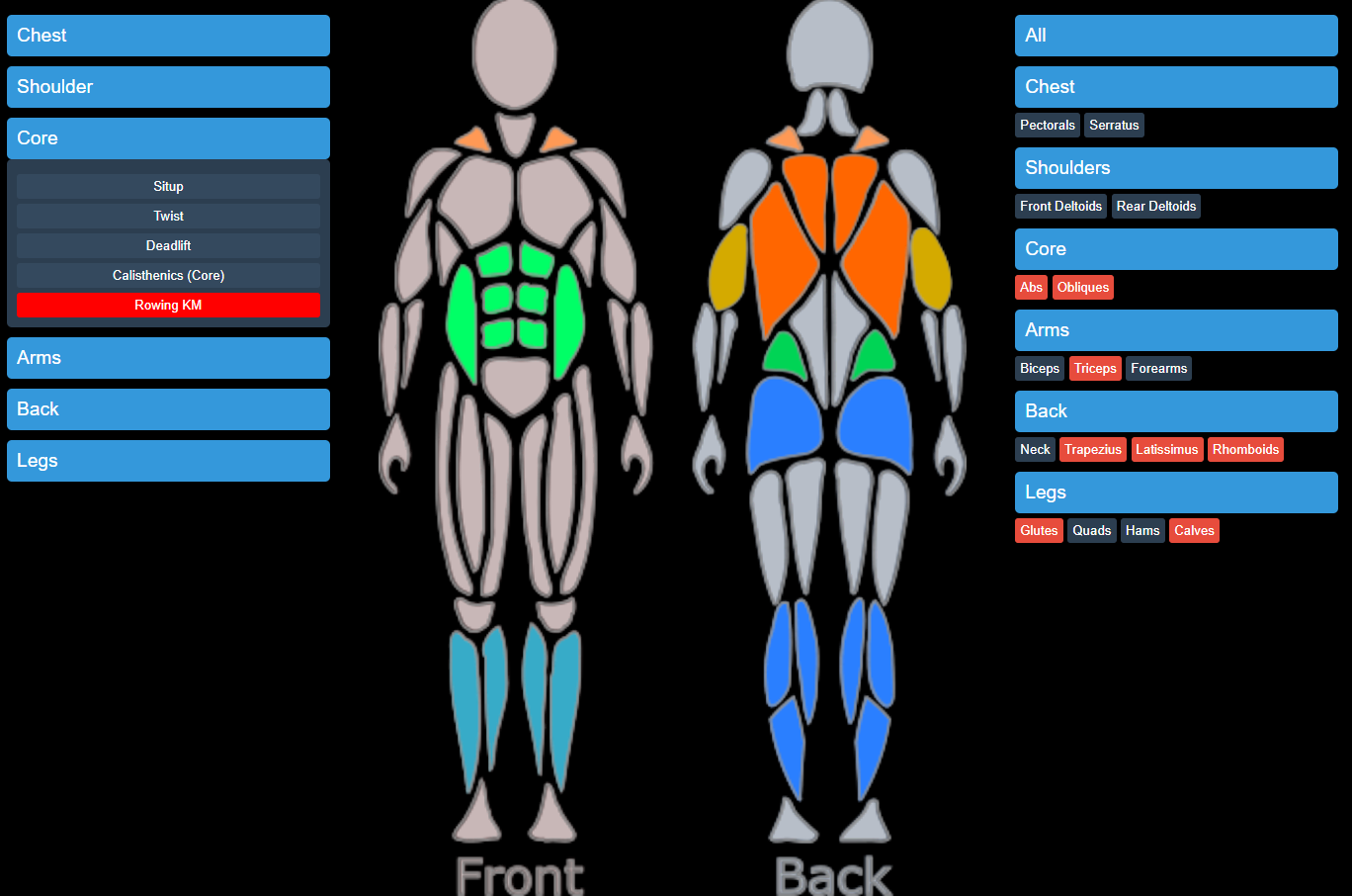 Muscle Group Exercises Feature